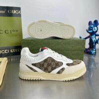 Gucci Unisex Re-Web Sneaker Beige Ebony Original GG Canvas Low 3 CM Heel (4)