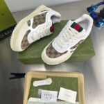 Gucci Unisex Re-Web Sneaker Beige Ebony Original GG Canvas Low 3 CM Heel - Image 8