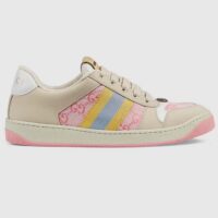 Gucci Unisex Screener GG Sneaker Light Pink GG Canvas Beige Suede (1)