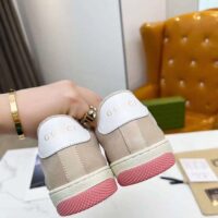 Gucci Unisex Screener GG Sneaker Light Pink GG Canvas Beige Suede (1)