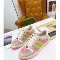 Gucci Unisex Screener GG Sneaker Light Pink GG Canvas Beige Suede (1)