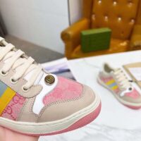 Gucci Unisex Screener GG Sneaker Light Pink GG Canvas Beige Suede (1)