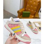 Gucci Unisex Screener GG Sneaker Light Pink GG Canvas Beige Suede - Bild 4