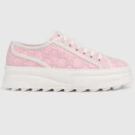 Gucci Unisex Tennis 1977 Sneaker Ljusrosa Canvas GG Broderier Mellanhäl
