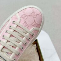 Gucci Unisex Tennis 1977 Sneaker Light Pink Canvas GG Embroideries Mid-Heel (4)