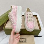 Gucci Unisex Tennis 1977 Sneaker Light Pink Canvas GG Embroideries Mid-Heel - Bild 7