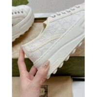 Gucci Unisex Tennis 1977 Sneaker Off White Canvas GG Embroideries Mid-Heel (4)