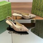 Gucci Women GG Canvas Slingback Pump Beige Ebony Horsebit Low Heel - immagine 2