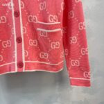 Gucci Women GG Cotton Jacquard Cardigan Pink Crewneck Long Sleeves - Bild 4