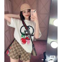 Gucci Women GG Cotton Jersey Printed T-Shirt Beige Crewneck Short Sleeves (2)