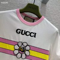 Gucci Women GG Cotton Jersey Printed T-Shirt Pink Crewneck Short Sleeves (4)