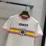 Gucci Men GG Cotton Jersey Printed T-Shirt Pink Crewneck Short Sleeves - Image 4