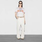 Gucci Women GG Cotton Jersey Printed T-Shirt Pink Crewneck Short Sleeves - Image 10