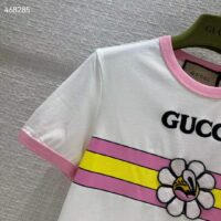 Gucci Women GG Cotton Jersey Printed T-Shirt Pink Crewneck Short Sleeves (4)