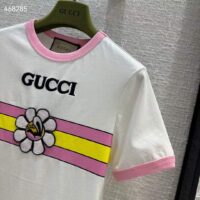 Gucci Women GG Cotton Jersey Printed T-Shirt Pink Crewneck Short Sleeves (4)