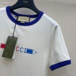 Gucci Men GG Cotton Jersey Printed T-Shirt White Blue Crewneck Short Sleeves – Image 7