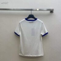Gucci Women GG Cotton Jersey Printed T-Shirt White Blue Crewneck Short Sleeves (2)