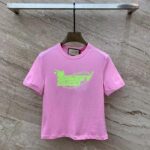 Gucci Women GG Cotton Jersey T-Shirt Sweet Gucci Kitten Crewneck Short Sleeves – Image 3