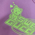 Gucci Women GG Cotton Jersey T-Shirt Sweet Gucci Kitten Crewneck Short Sleeves – Image 5