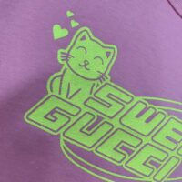 Gucci Women GG Cotton Jersey T-Shirt Sweet Gucci Kitten Crewneck Short Sleeves (7)