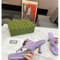 Gucci Women GG Double G Thong Sandal Lilac Matelassè Chevron Leather Mid-Heel (8)