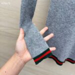 Gucci Women GG Extra Fine Rib Cashmere Knit Top Grey Silk Polo Neck – Image 8