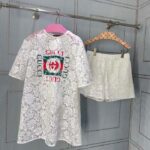 Gucci Women GG Floral Lace Short White Elastic Waist Two Pockets Mini - Image 2