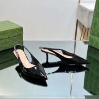 Gucci Women GG Gucci Signoria Slingback Pump Black Patent Leather Low Heel (2)