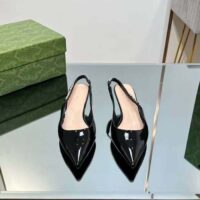 Gucci Women GG Gucci Signoria Slingback Pump Black Patent Leather Low Heel (2)