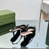 Gucci Women GG Gucci Signoria Slingback Pump Black Patent Leather Low Heel (2)