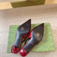 Gucci Women GG Gucci Signoria Slingback Pump Red Patent Leather Low Heel (6)