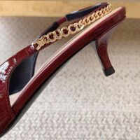 Gucci Women GG Gucci Signoria Slingback Pump Red Patent Leather Low Heel (6)