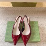 Gucci Women GG Gucci Signoria Slingback Pump Red Patent Leather Low Heel - Image 4