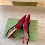 Gucci Women GG Gucci Signoria Slingback Pump Red Patent Leather Low Heel - Image 3