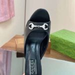 Gucci Women GG Horsebit Mid-Heel Slide Sandal Black Leather Crystals - Image 10