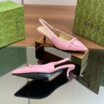 Gucci Women GG Horsebit Slingback Pump Pastel Pink Leather Low Heel - Bild 10