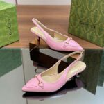 Gucci Women GG Horsebit Slingback Pump Pastel Pink Leather Low Heel - Bild 2