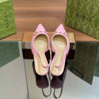 Gucci Women GG Horsebit Slingback Pump Pastel Pink Leather Low Heel (5)