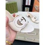 Gucci Women GG Interlocking G Slide Sandal White Leather Mid-Heel – Image 9