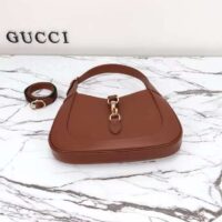 Gucci Women GG Jackie Small Shoulder Bag Brown Soft Leather Hook Closure (10)