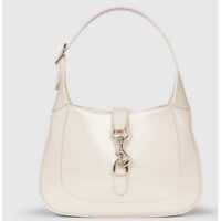 Gucci Women GG Jackie Small Shoulder Bag Ivory Patent Leather Hook Closure (2)