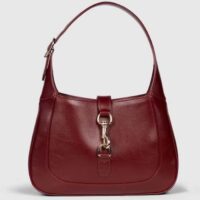 Gucci Women GG Jackie Small Shoulder Bag Rosso Ancora Leather Hook Closure (10)