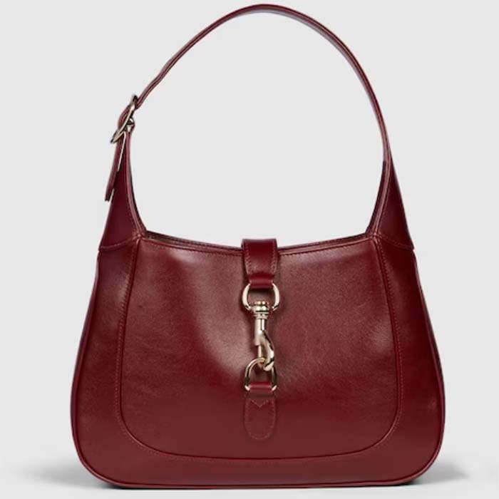 Gucci Women GG Jackie Small Shoulder Bag Rosso Ancora Leather Hook Closure