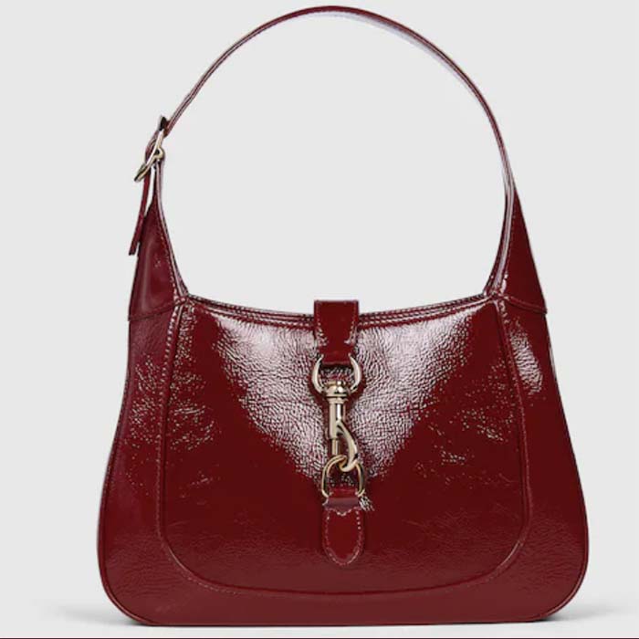 Gucci Women GG Jackie Small Shoulder Bag Rosso Ancora Red Patent Leather