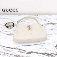 Gucci Women GG Jackie Small Shoulder Bag White Leather Hook Closure (8)