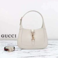 Gucci Women GG Jackie Small Shoulder Bag White Leather Hook Closure (8)