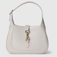 Gucci Women GG Jackie Small Shoulder Bag White Leather Hook Closure (8)