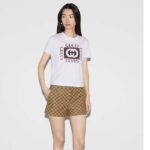Gucci Women GG Jersey T-Shirt Print White Lightweight Cotton Crewneck Short Sleeves - Image 7