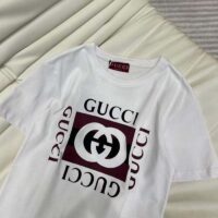 Gucci Women GG Jersey T-Shirt Print White Lightweight Cotton Crewneck Short Sleeves (5)