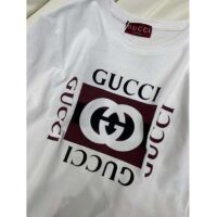 Gucci Women GG Jersey T-Shirt Print White Lightweight Cotton Crewneck Short Sleeves (5)